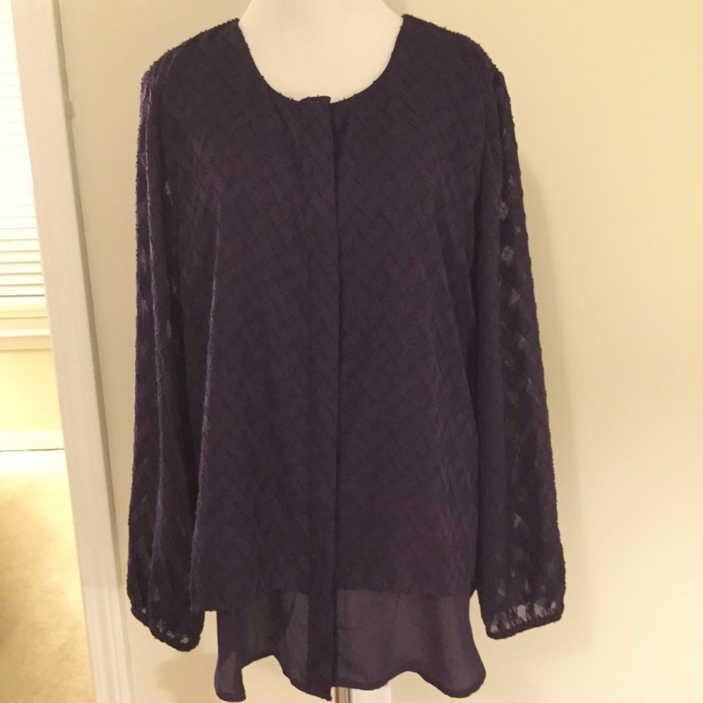 Chico’s Chevron patterned Semi Sheer blouse purple